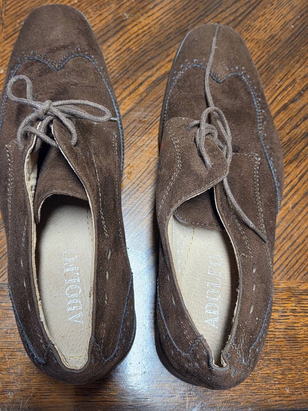 Adolfo Men's Brown Suede Wingtip Lace-Up Shoes